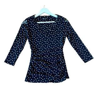 I.N.C. International concepts polka dot ruched neck blouse s